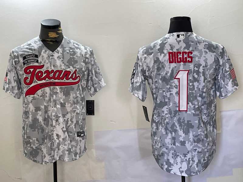 Mens Houston Texans #1 Stefon Diggs Arctic Camo 2024 Salute to Service Stitched Baseball Jersey